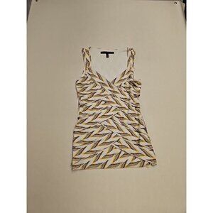 White House Black Market White Patterned Layered Career Tank Top Size XXS